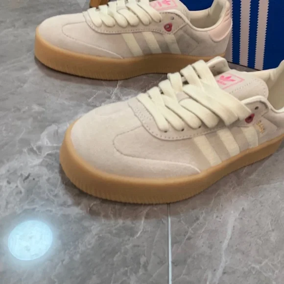 adidas Cream and Pink Women's Sneakers - Picture 2 of 5